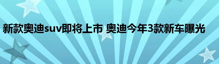 新款奥迪suv即将上市 奥迪今年3款新车曝光