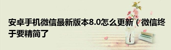 安卓手机微信最新版本8.0怎么更新（微信终于要精简了