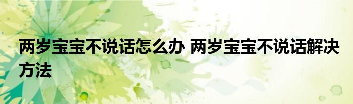 两岁宝宝不说话怎么办 两岁宝宝不说话解决方法