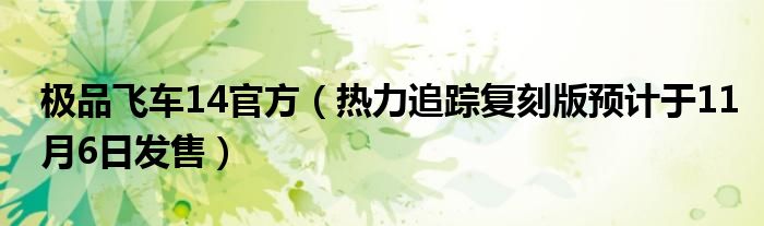 极品飞车14官方（热力追踪复刻版预计于11月6日发售）