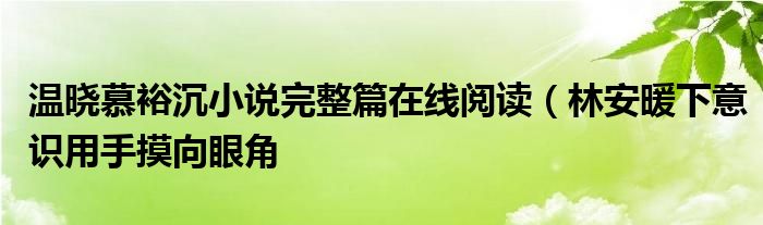 温晓慕裕沉小说完整篇在线阅读（林安暖下意识用手摸向眼角