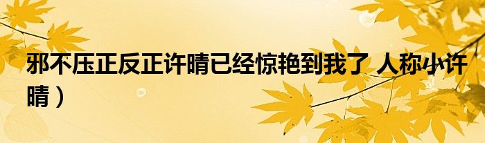 邪不压正反正许晴已经惊艳到我了 人称小许晴）