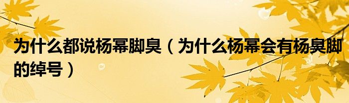 为什么都说杨幂脚臭（为什么杨幂会有杨臭脚的绰号）