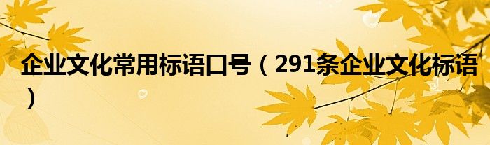 企业文化常用标语口号（291条企业文化标语）