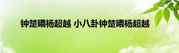 钟楚曦杨超越 小八卦钟楚曦杨超越