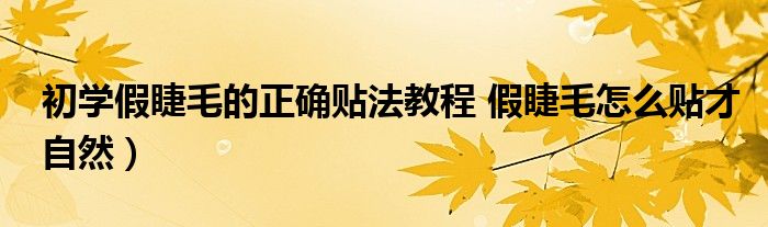 初学假睫毛的正确贴法教程 假睫毛怎么贴才自然）