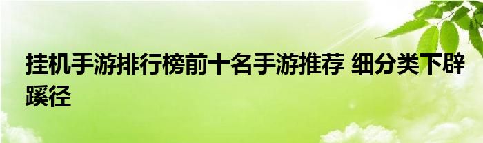 挂机手游排行榜前十名手游推荐 细分类下辟蹊径