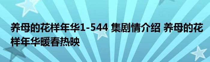 养母的花样年华1-544 集剧情介绍 养母的花样年华暖春热映