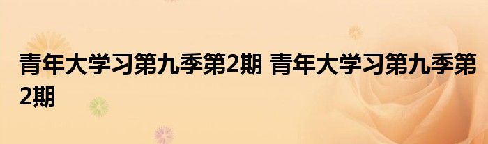 青年大学习第九季第2期 青年大学习第九季第2期