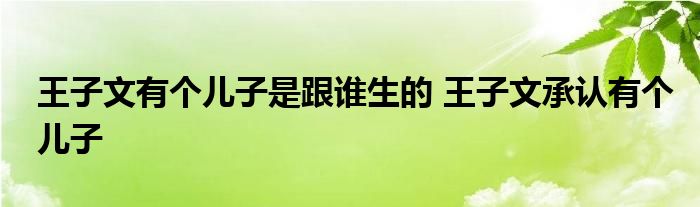 王子文有个儿子是跟谁生的 王子文承认有个儿子