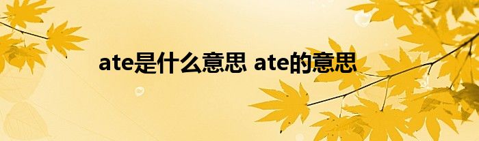 ate是什么意思 ate的意思