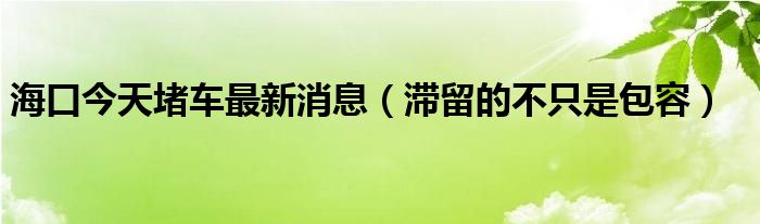 海口今天堵车最新消息（滞留的不只是包容）