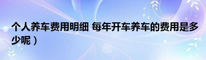 个人养车费用明细 每年开车养车的费用是多少呢）