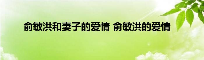 俞敏洪和妻子的爱情 俞敏洪的爱情