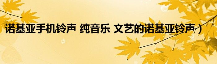 诺基亚手机铃声 纯音乐 文艺的诺基亚铃声）