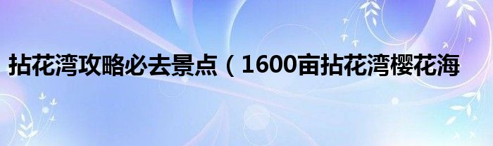 拈花湾攻略必去景点（1600亩拈花湾樱花海