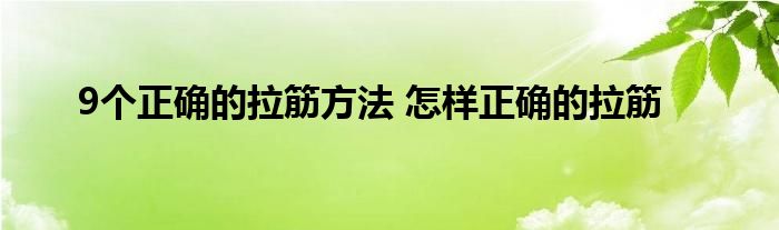 9个正确的拉筋方法 怎样正确的拉筋