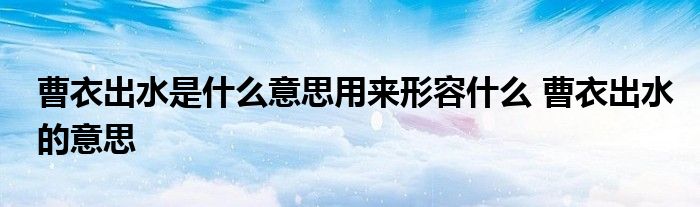 曹衣出水是什么意思用来形容什么 曹衣出水的意思