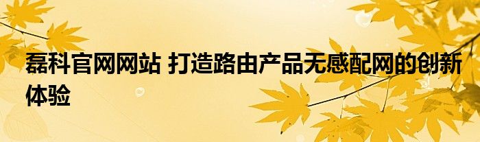 磊科官网网站 打造路由产品无感配网的创新体验