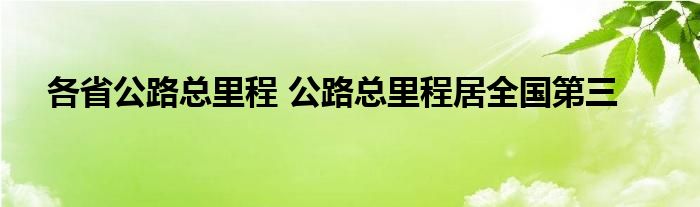 各省公路总里程 公路总里程居全国第三