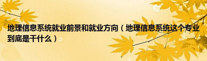 地理信息系统就业前景和就业方向（地理信息系统这个专业到底是干什么）