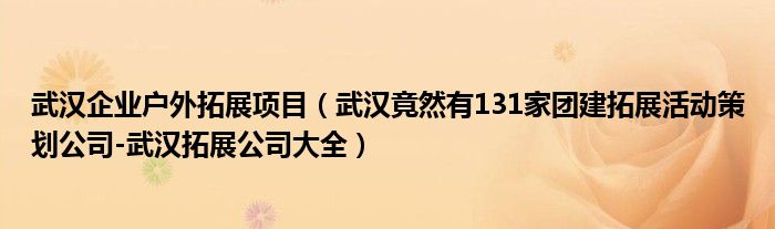 武汉企业户外拓展项目（武汉竟然有131家团建拓展活动策划公司-武汉拓展公司大全）