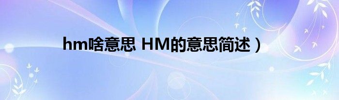 hm啥意思 HM的意思简述）