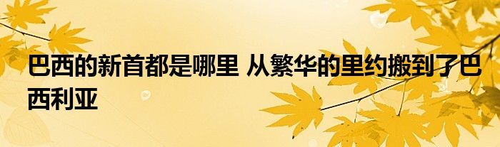 巴西的新首都是哪里 从繁华的里约搬到了巴西利亚