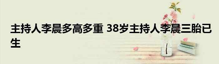 主持人李晨多高多重 38岁主持人李晨三胎已生