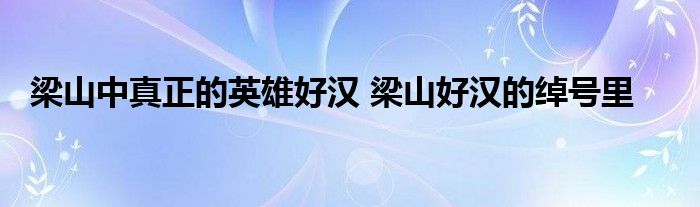 梁山中真正的英雄好汉 梁山好汉的绰号里