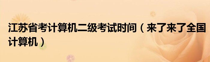 江苏省考计算机二级考试时间（来了来了全国计算机）