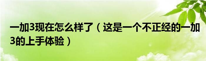 一加3现在怎么样了（这是一个不正经的一加3的上手体验）