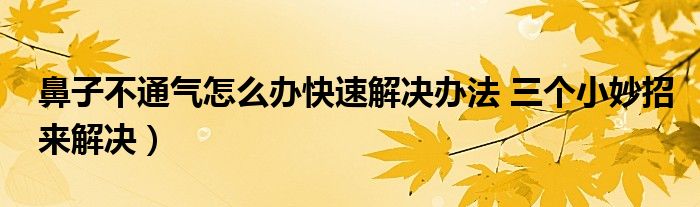 鼻子不通气怎么办快速解决办法 三个小妙招来解决）