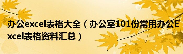 办公excel表格大全（办公室101份常用办公Excel表格资料汇总）