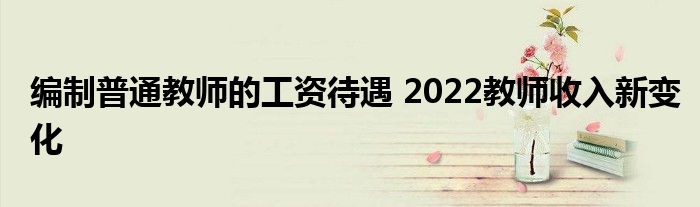 编制普通教师的工资待遇 2022教师收入新变化