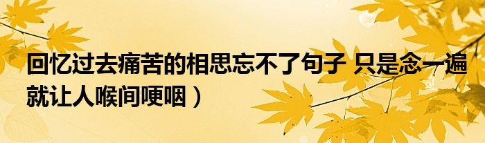 回忆过去痛苦的相思忘不了句子 只是念一遍就让人喉间哽咽）