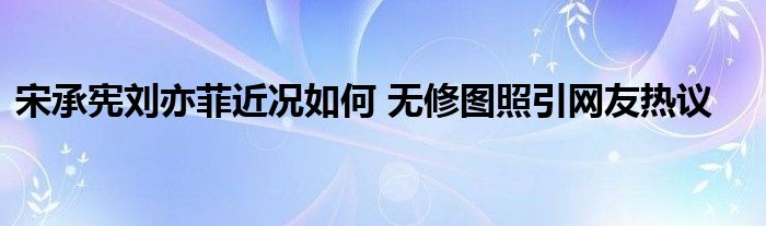 宋承宪刘亦菲近况如何 无修图照引网友热议