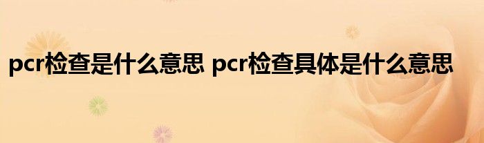 pcr检查是什么意思 pcr检查具体是什么意思