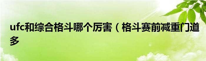 ufc和综合格斗哪个厉害（格斗赛前减重门道多