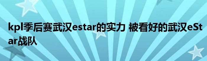 kpl季后赛武汉estar的实力 被看好的武汉eStar战队