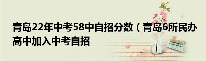 青岛22年中考58中自招分数（青岛6所民办高中加入中考自招