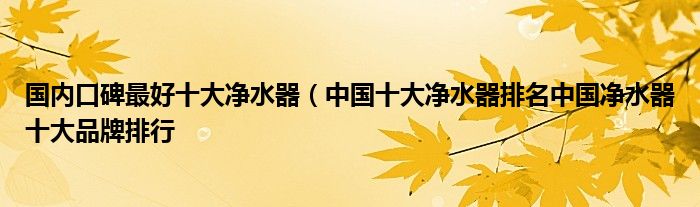 国内口碑最好十大净水器（中国十大净水器排名中国净水器十大品牌排行