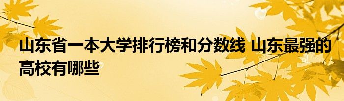 山东省一本大学排行榜和分数线 山东最强的高校有哪些