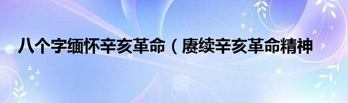 八个字缅怀辛亥革命（赓续辛亥革命精神