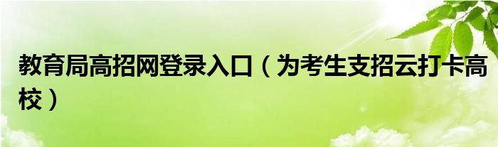 教育局高招网登录入口（为考生支招云打卡高校）