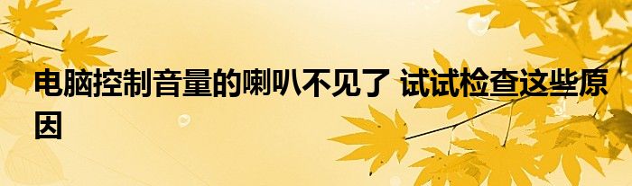 电脑控制音量的喇叭不见了 试试检查这些原因