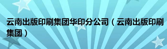 云南出版印刷集团华印分公司（云南出版印刷集团）