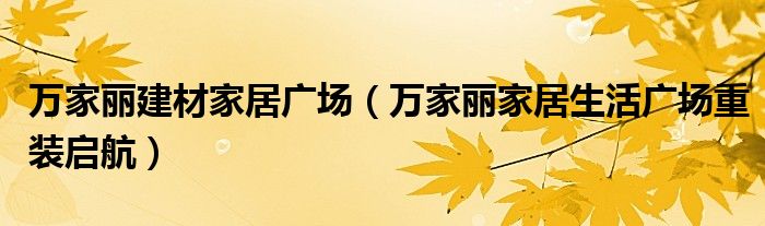 万家丽建材家居广场（万家丽家居生活广场重装启航）