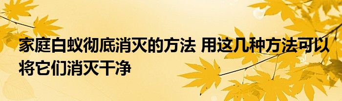 家庭白蚁彻底消灭的方法 用这几种方法可以将它们消灭干净