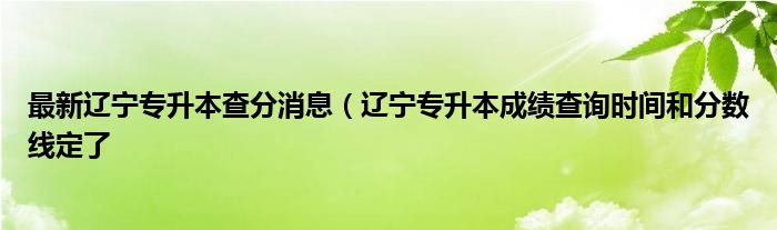 最新辽宁专升本查分消息（辽宁专升本成绩查询时间和分数线定了